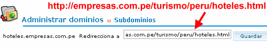 Administrar redireccion de Subdominio