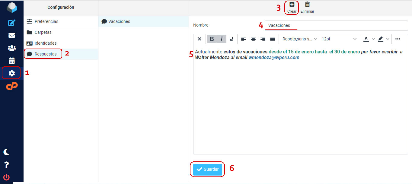Autorespuesta de vacaciones